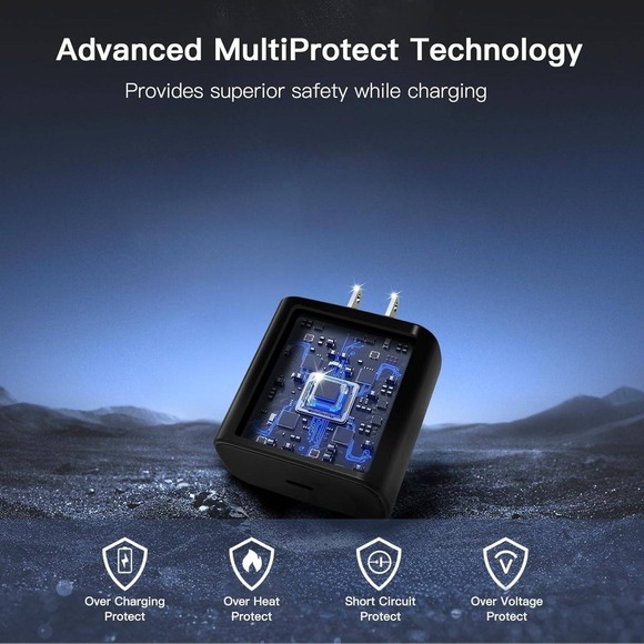 45W Super Fast USB C Charger Wall Plug & 6FT USB C Cable for Samsung iPhone - Picture 4 of 7